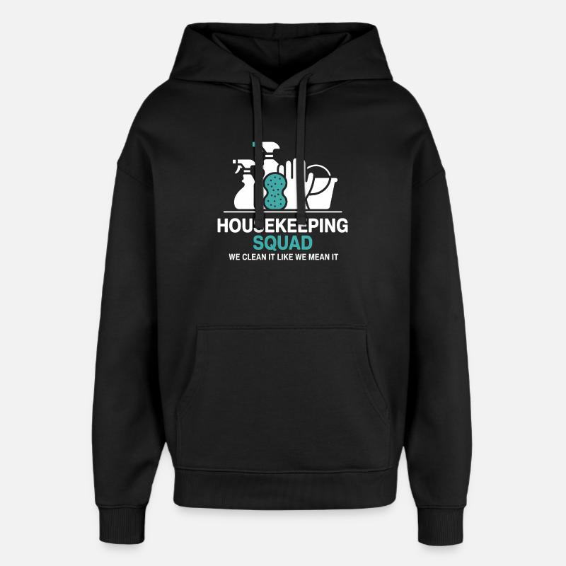 Conception de nettoyage amusante - Sweat à capuche unisexe Stanley/Stella Oversized - noir