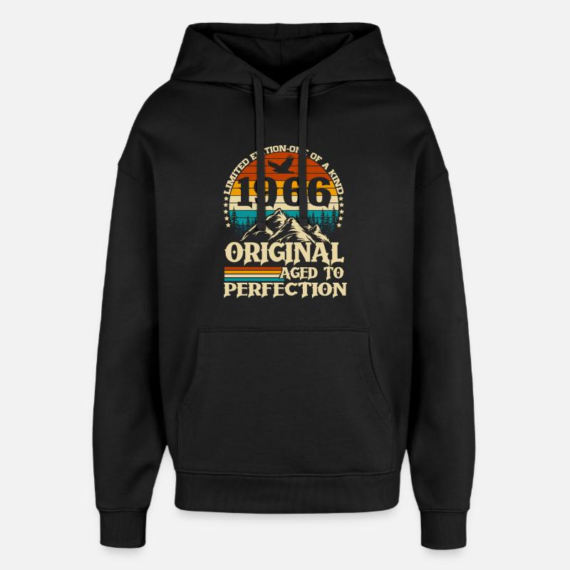 Original 1966 Vintage Retro födelsedagspresent - Stanley/Stella Oversized Huvtröja Unisex - svart