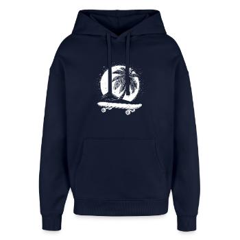 Graphismes de skateboard - Sweat à capuche unisexe Stanley/Stella Oversized - marine - Devant - AI Model Female 172 light (172cm) & AI Model Male 185 light (185cm)