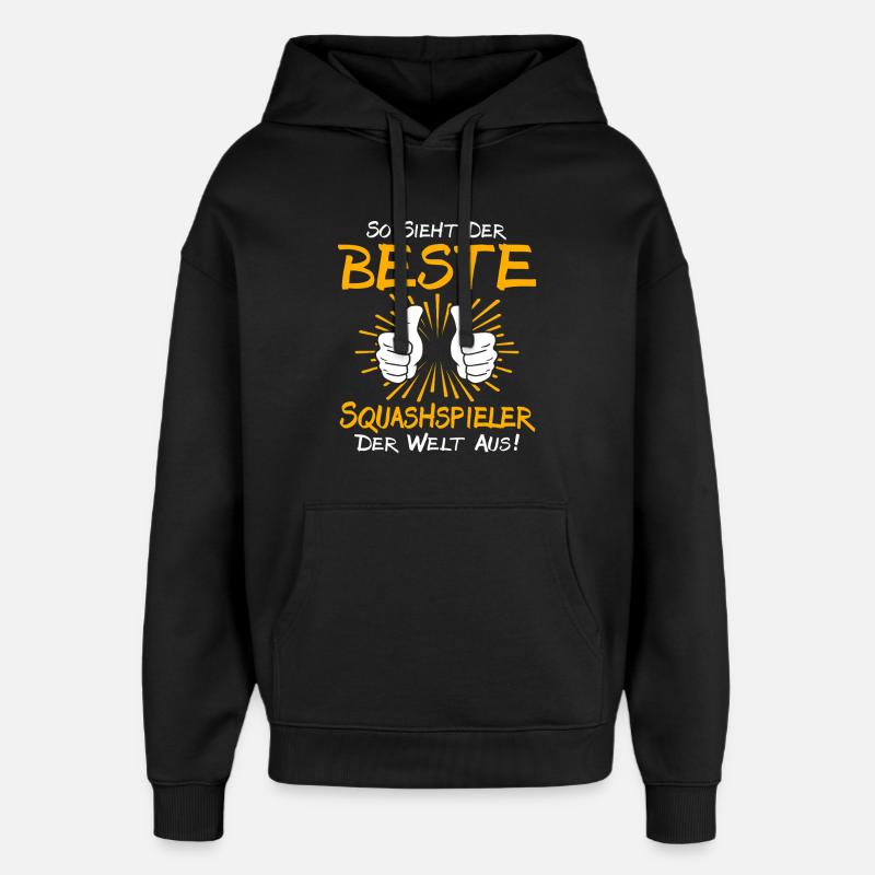 Squash Player Gift Idea - Oversized Unisex Hoodie by Stanley/Stella - black