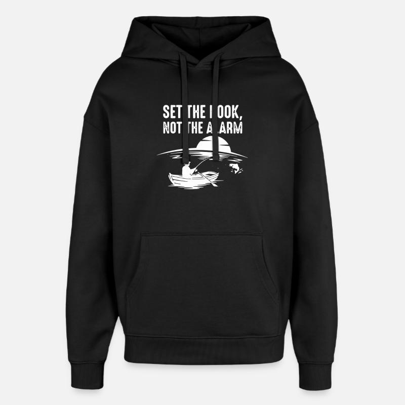 Accroche, pas l’alarme, pêcheur Spruch - Sweat à capuche unisexe Stanley/Stella Oversized - noir