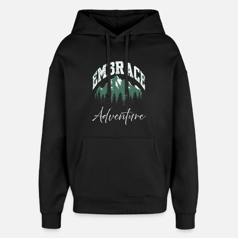 Umarme das Adventure Mountain Logo - Oversized Unisex Hoodie von Stanley/Stella - Schwarz