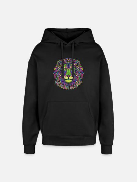 Lion Mom Psychedelic Kleurrijke Leeuw Mandala - Stanley/Stella Oversized Unisex Hoodie - zwart