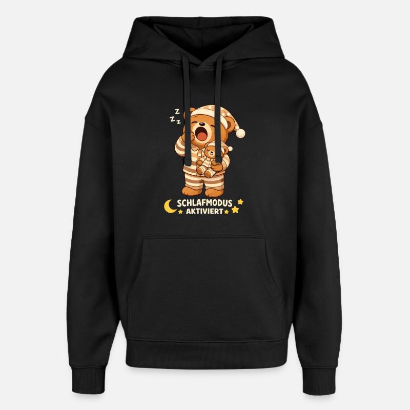 Schlafshirt Schlafen Pyjama Teddybär Schlafmodus - Oversized Unisex Hoodie von Stanley/Stella - Schwarz