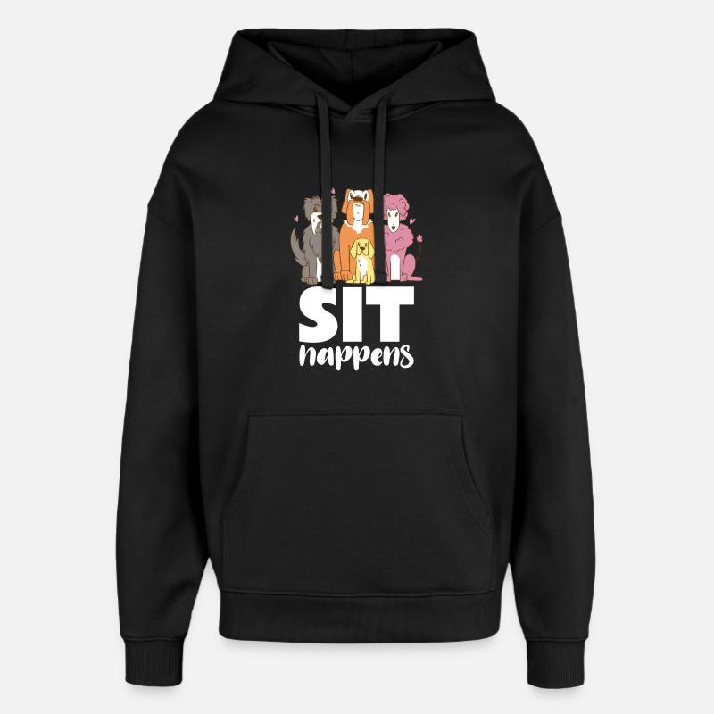 Hundebande Sit Happens - Oversized Unisex Hoodie von Stanley/Stella - Schwarz