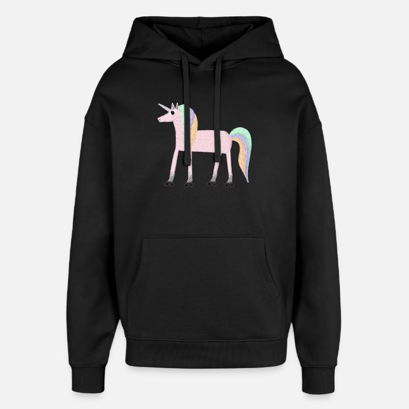 Unicorn_rollerSKate - Oversized Unisex Hoodie by Stanley/Stella - black
