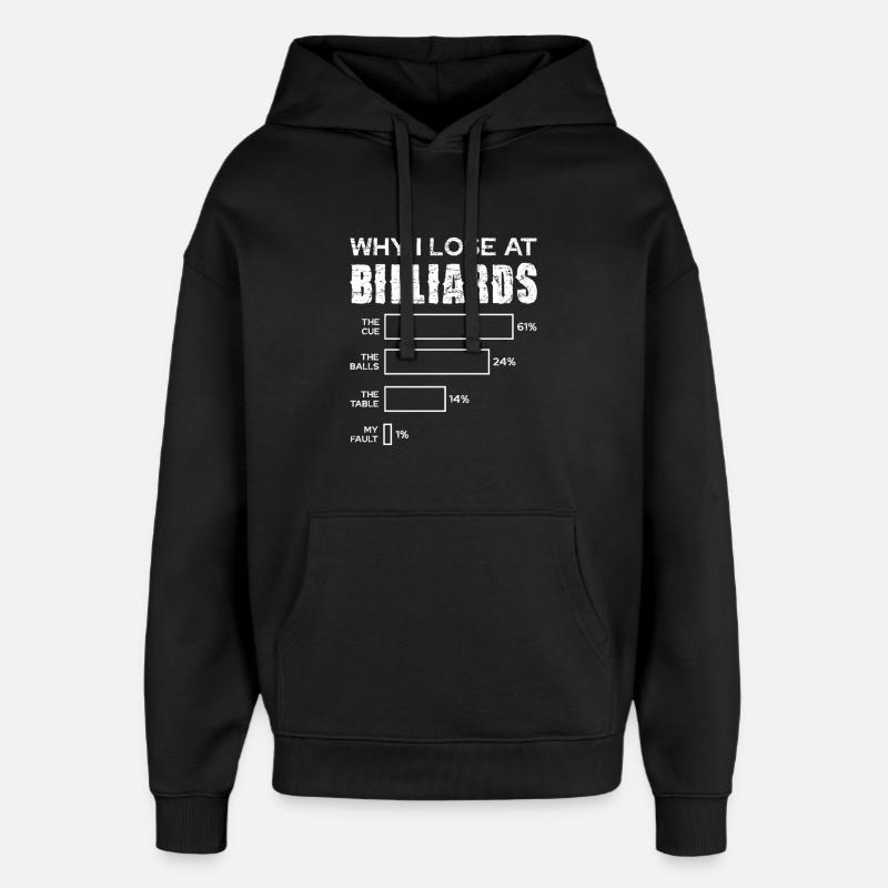 Why I lose at billiards - Oversized Unisex Hoodie by Stanley/Stella - black