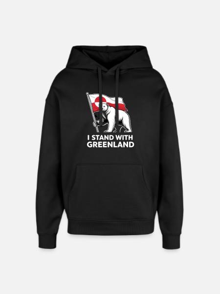 Greenland Polar Bear Flag - Oversized Unisex Hoodie by Stanley/Stella - black