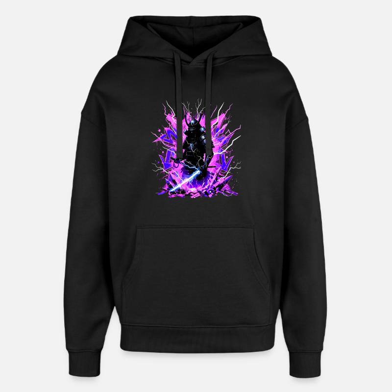 Cyber Samurai – Synthwave Katana Geist - Oversized Unisex Hoodie von Stanley/Stella - Schwarz