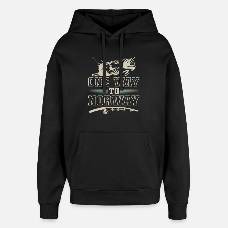 Norvège Pêche - Sweat à capuche unisexe Stanley/Stella Oversized - noir