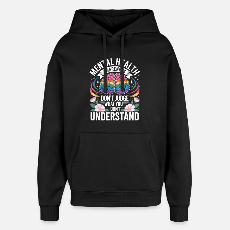 Mental Health Rainbow Brain - Sweat à capuche unisexe Stanley/Stella Oversized - noir