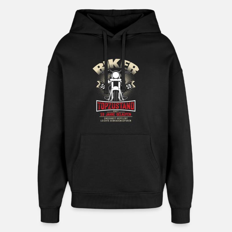 59e anniversaire moto moto - Sweat à capuche unisexe Stanley/Stella Oversized - noir