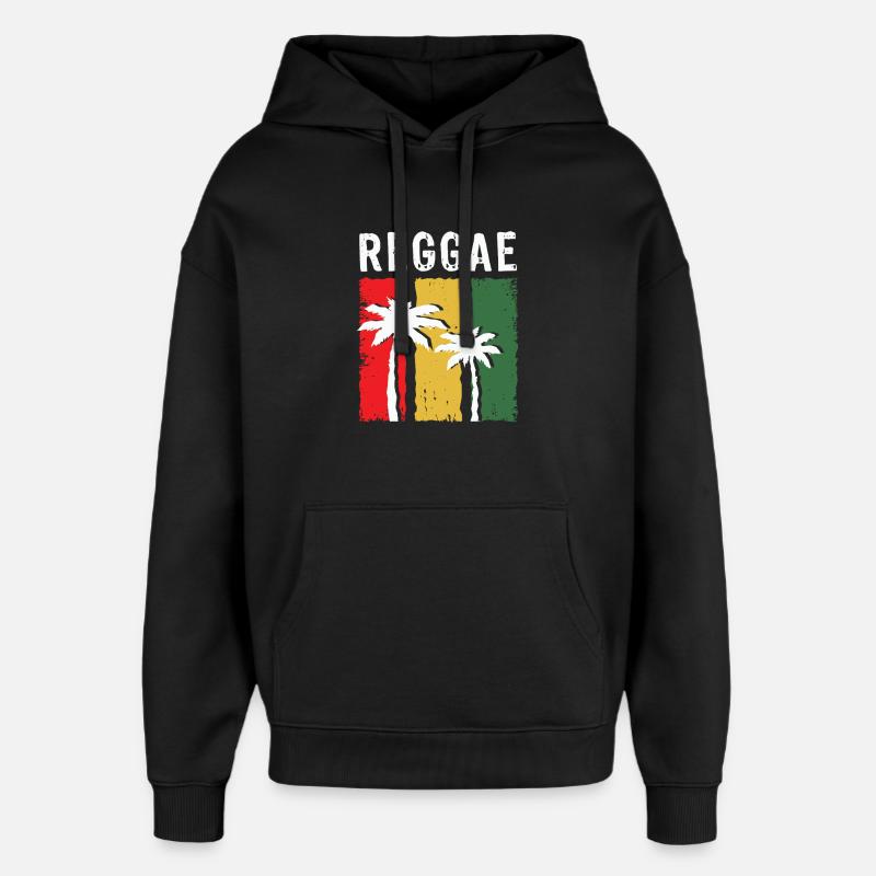 Reggae Palmen im Rasta-Farbblock - Oversized Unisex Hoodie von Stanley/Stella - Schwarz