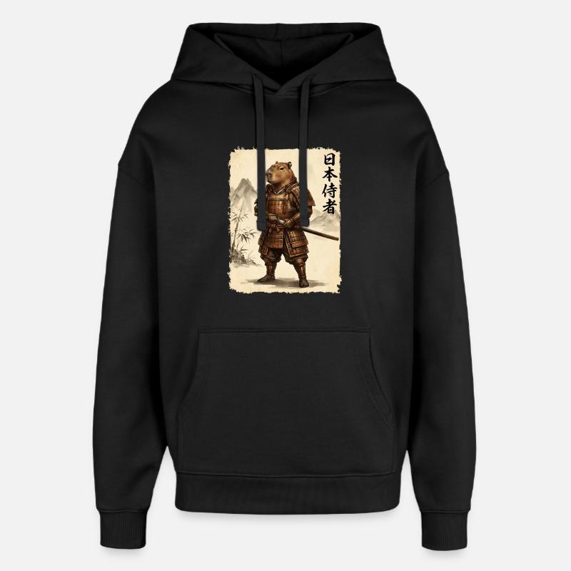 Samurai, Capybara, Japanische Kunst, Anime - Oversized Unisex Hoodie von Stanley/Stella - Schwarz