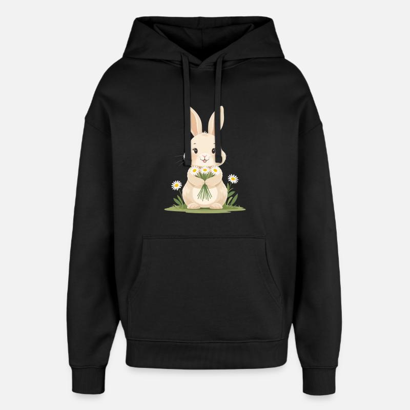 Zartes Häschen mit Gänseblümchen - Oversized Unisex Hoodie von Stanley/Stella - Schwarz