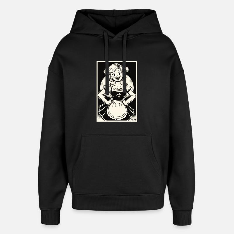 Dirndl Mädchen Cartoon - Oversized Unisex Hoodie von Stanley/Stella - Schwarz
