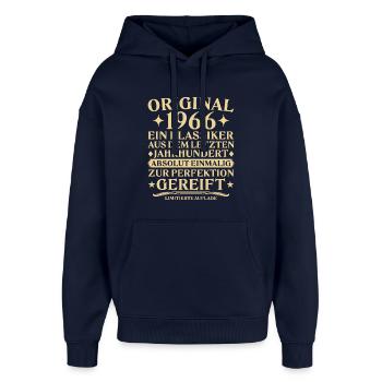 Original 1966 Klassiker Letztes Jahrhundert - Oversized Unisex Hoodie von Stanley/Stella - Navy - Vorne - AI Model Female 172 light (172cm) & AI Model Male 185 light (185cm)