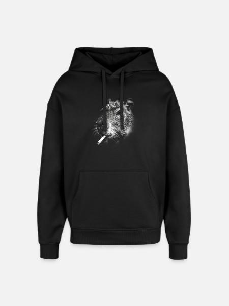Fumer, cigarette, capybara, fumer une cigarette - Sweat à capuche unisexe Stanley/Stella Oversized - noir