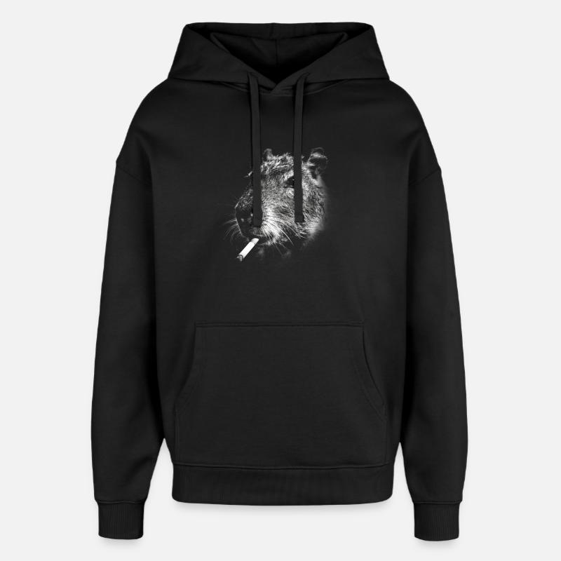Fumer, cigarette, capybara, fumer une cigarette - Sweat à capuche unisexe Stanley/Stella Oversized - noir