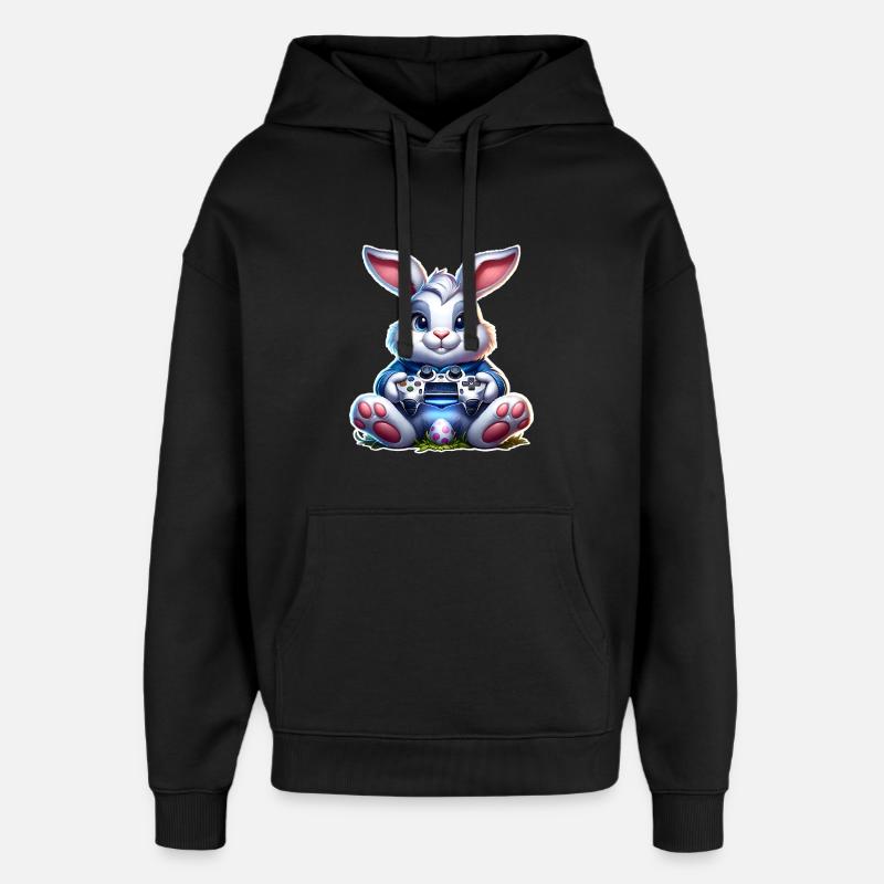 Easter Bunny Gaming Gamer - Oversized Unisex Hoodie by Stanley/Stella - black