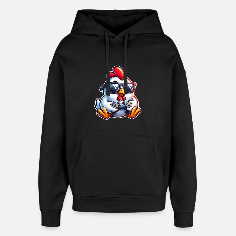 Gamer Chicken with Controller - Oversized Unisex Hoodie by Stanley/Stella - black