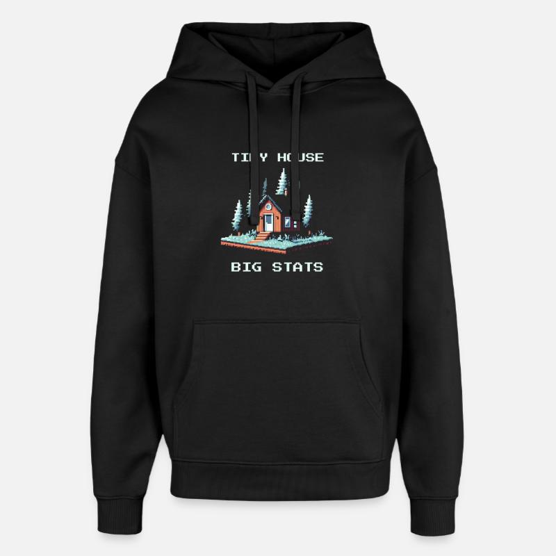 Tiny House, Big Values | Minimalism - Oversized Unisex Hoodie by Stanley/Stella - black