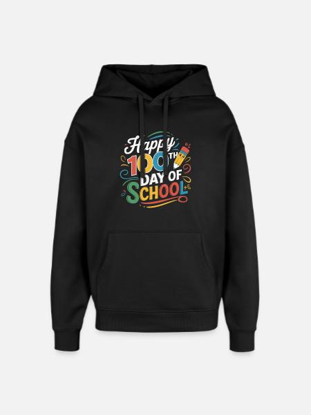 100th Day of School Jubilee - Oversized Unisex Hoodie by Stanley/Stella - black
