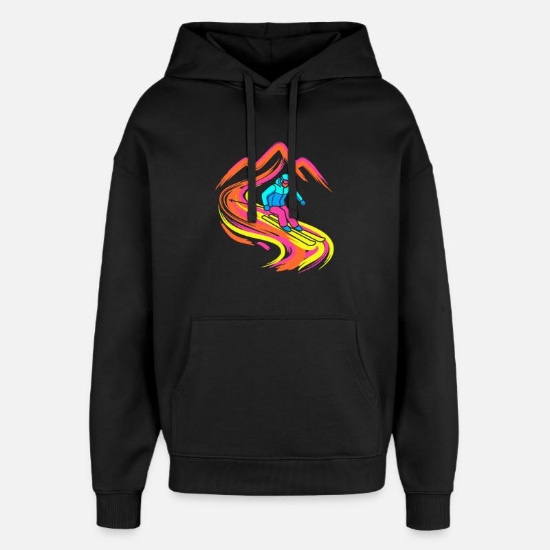 Skieur - Sweat à capuche unisexe Stanley/Stella Oversized - noir