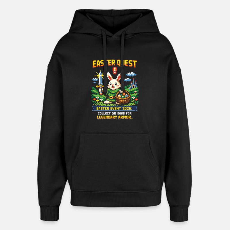 Easter Quest Pixelhase und Lootkorb - Oversized Unisex Hoodie von Stanley/Stella - Schwarz