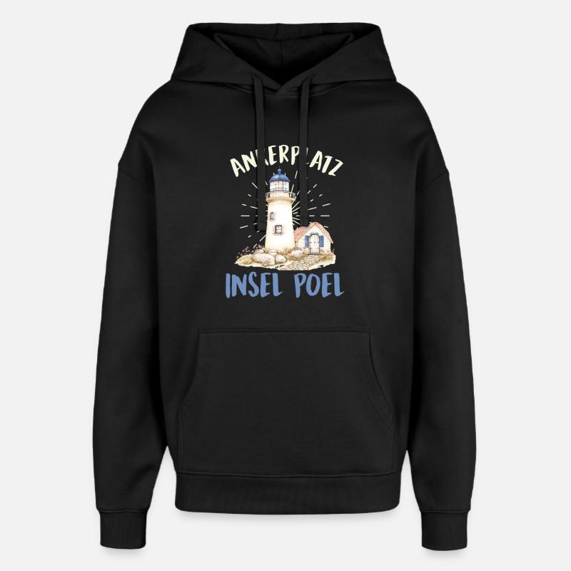 Marins ANCHORAGE ISLAND POEL Fun - Sweat à capuche unisexe Stanley/Stella Oversized - noir