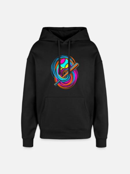 Baseball bat and ball - Oversized Unisex Hoodie by Stanley/Stella - black