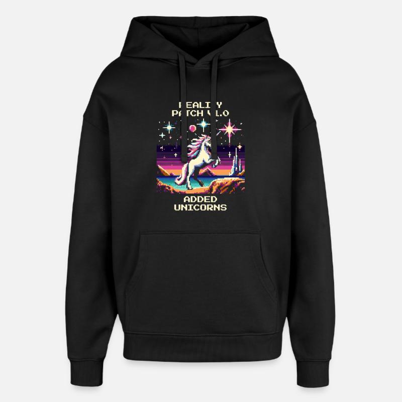 Reality Patch 1.0 | Tilføjet Unicorns - Hættetrøje unisex Stanley/Stella Oversized - sort