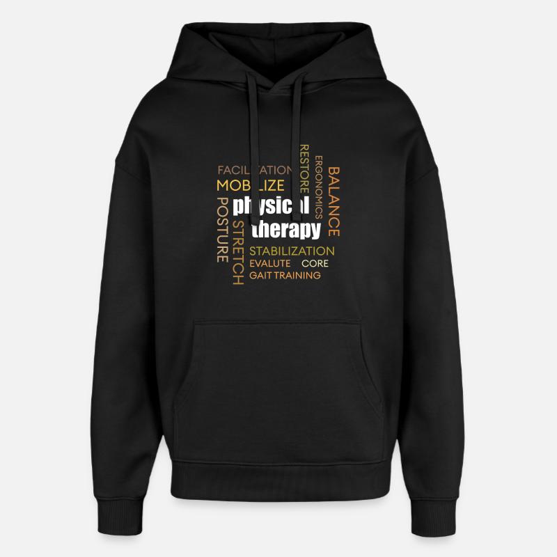 Physiotherapy Word Cloud: Mobilization - Oversized Unisex Hoodie by Stanley/Stella - black