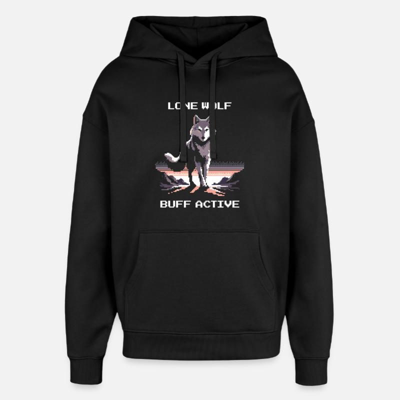Loup Solitaire actif | Puissance du loup - Sweat à capuche unisexe Stanley/Stella Oversized - noir