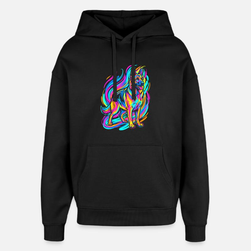 Berger allemand coloré - Sweat à capuche unisexe Stanley/Stella Oversized - noir