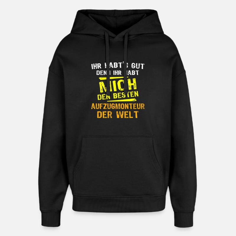 Elevator Technician Gift - Oversized Unisex Hoodie by Stanley/Stella - black