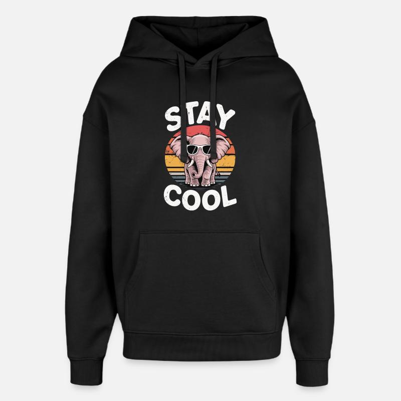 Stay Cool Elefant - Kinder Retro - Oversized Unisex Hoodie von Stanley/Stella - Schwarz