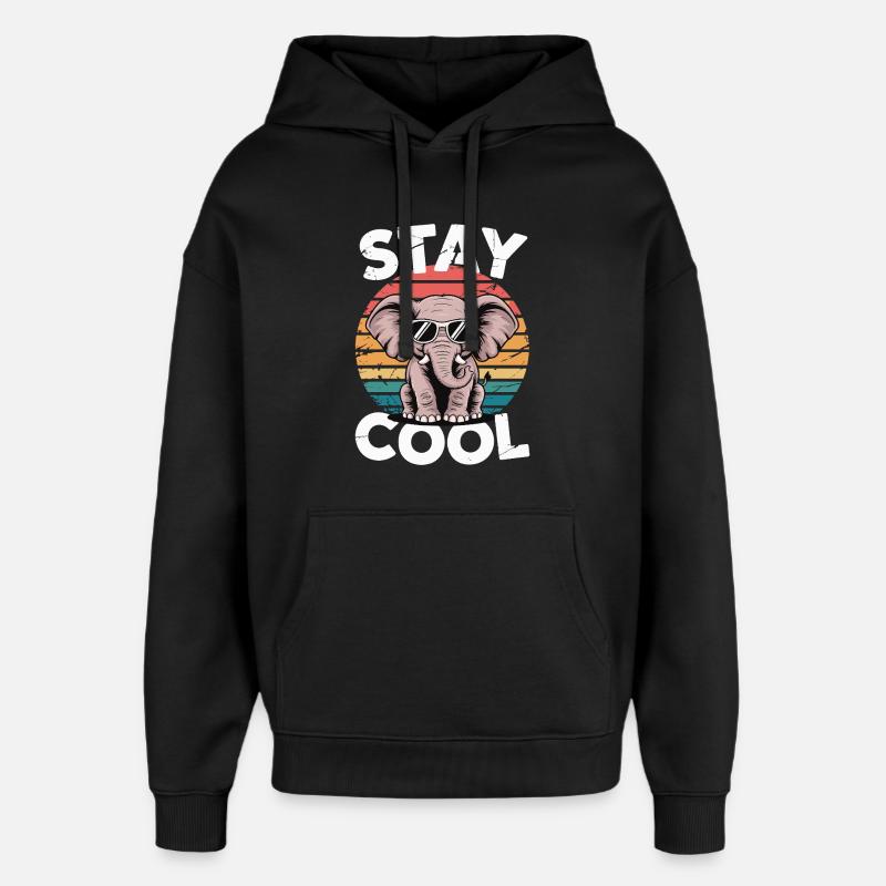 Stay Cool Elefant - Kinder Retro - Oversized Unisex Hoodie von Stanley/Stella - Schwarz