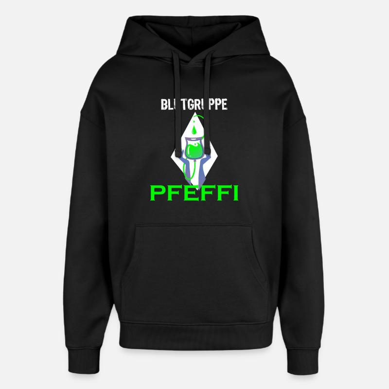 Blutgruppe Pfeffi – Pfefferminz, Suff & Spaß - Oversized Unisex Hoodie von Stanley/Stella - Schwarz