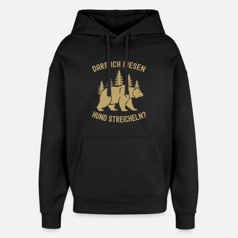 Wandern, Wanderung, Wanderer, Bär Meme - Oversized Unisex Hoodie von Stanley/Stella - Schwarz