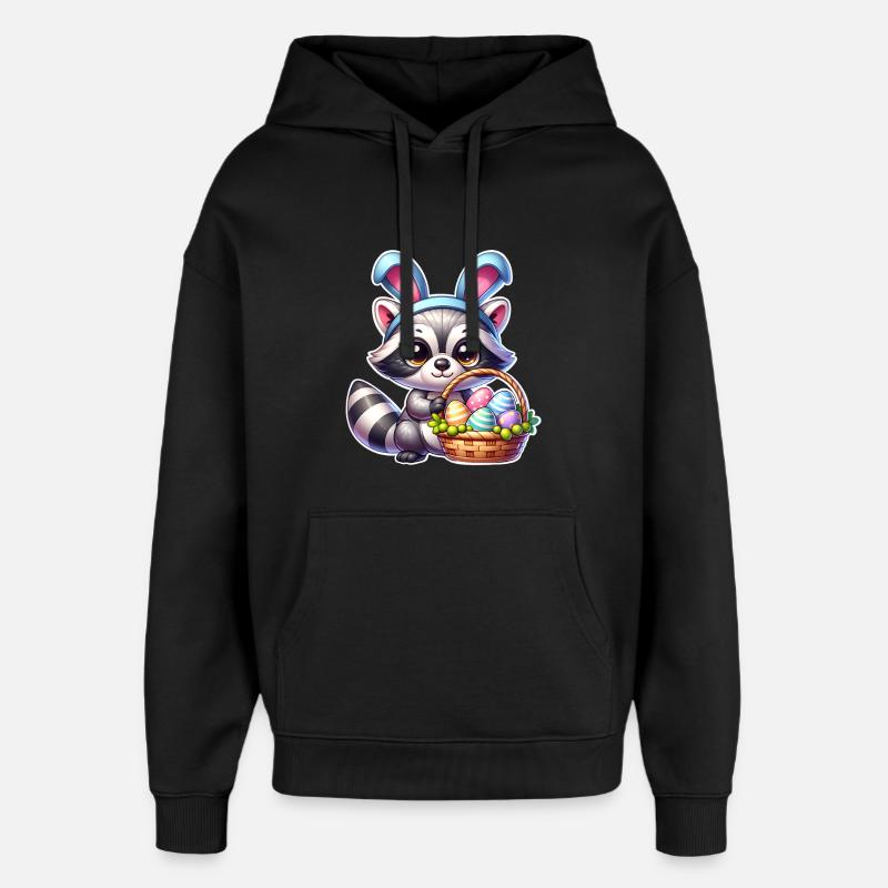 Raton laveur de Pâques - Sweat à capuche unisexe Stanley/Stella Oversized - noir
