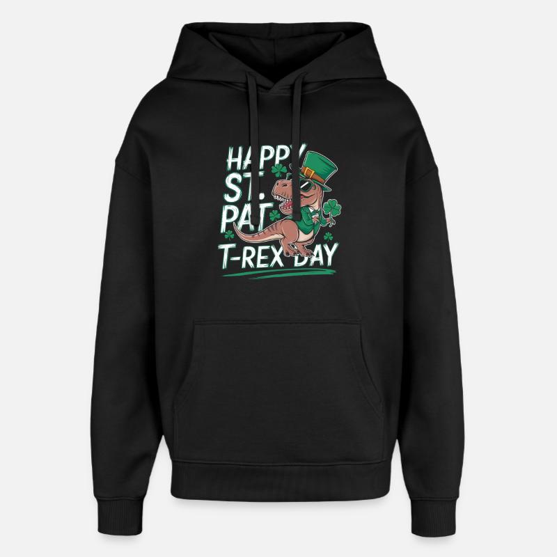 Chapeau de T-Rex de Saint-Patrick - Sweat à capuche unisexe Stanley/Stella Oversized - noir