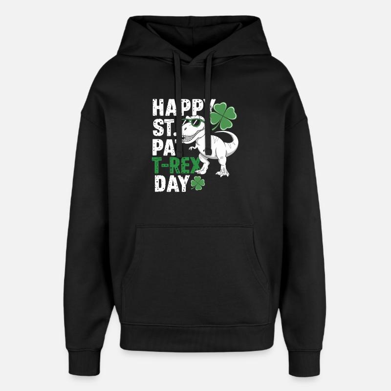 T-Rex pour la Saint-Patrick - Sweat à capuche unisexe Stanley/Stella Oversized - noir