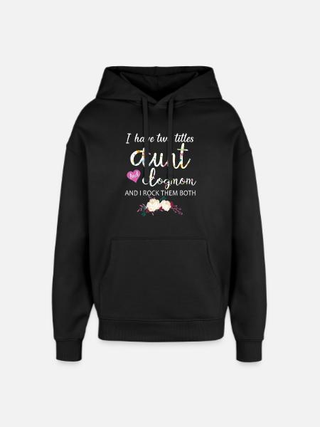 Täti ja koiraäiti, keinutan heitä molempia, kukkalahja - Huppari unisex Stanley/Stella Oversized - musta