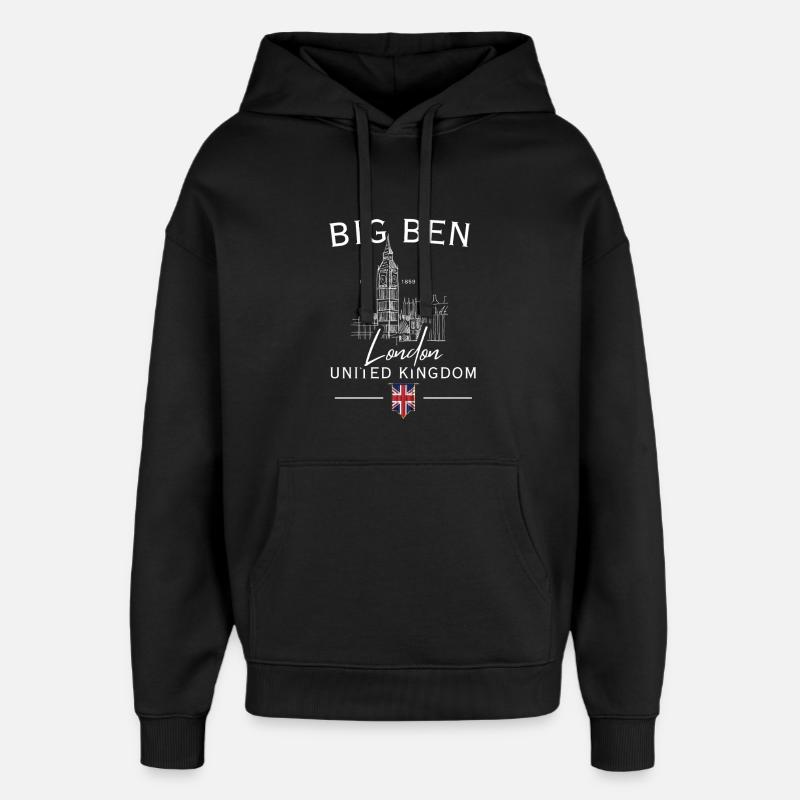 Big Ben London Skyline - Sweat à capuche unisexe Stanley/Stella Oversized - noir