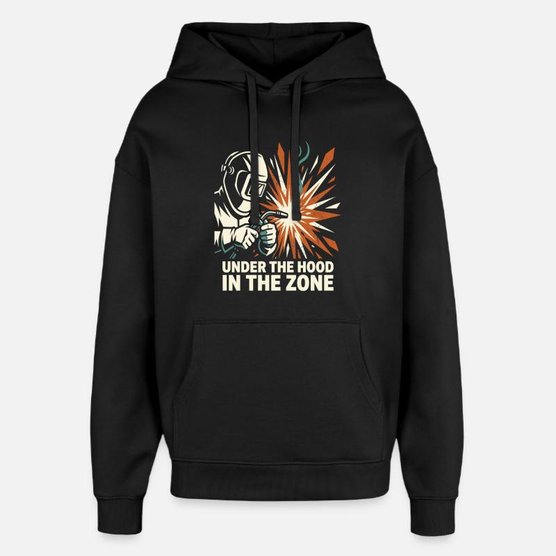 Welder Helmet Spark Focus Design - Oversized Unisex Hoodie by Stanley/Stella - black
