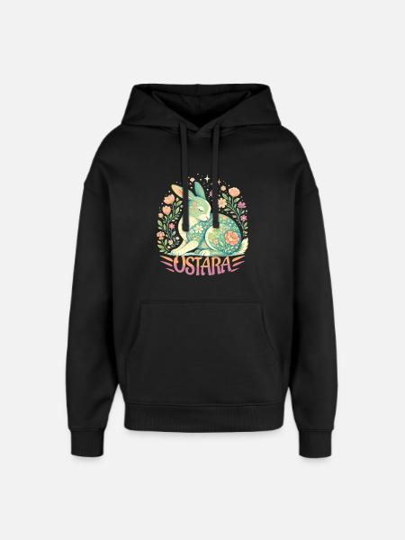 Ostara Blessings Happy Easter Ostara Rabbit - Oversized Unisex Hoodie by Stanley/Stella - black