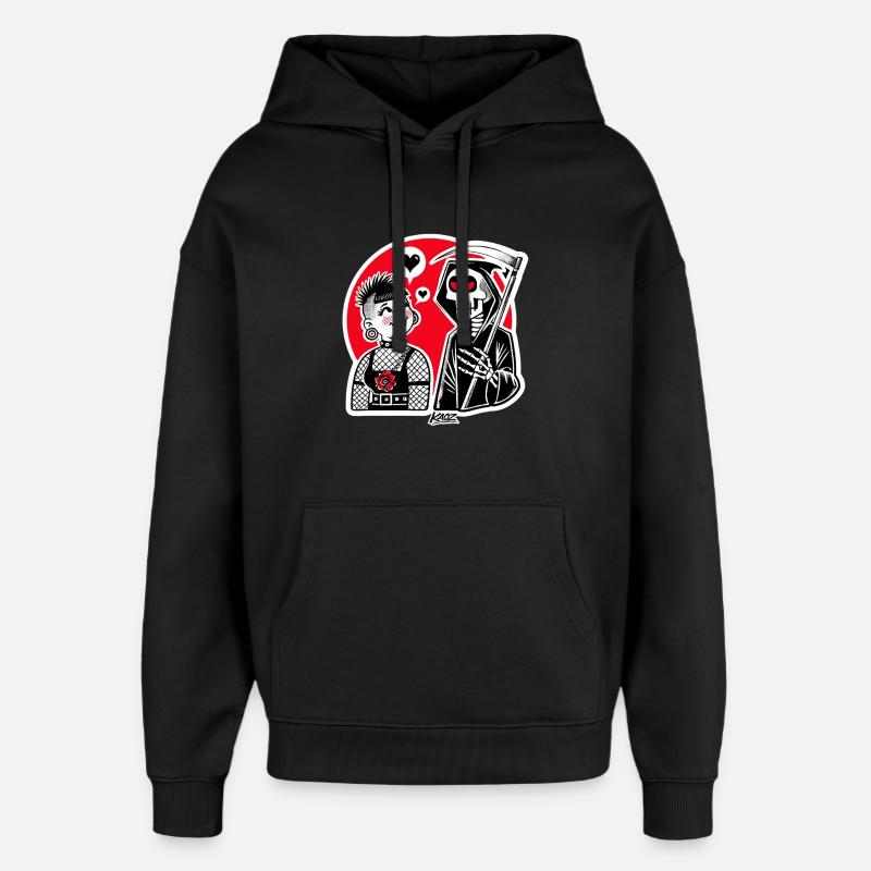 Liebe trifft Sensenmann – Punk-Duo - Oversized Unisex Hoodie von Stanley/Stella - Schwarz