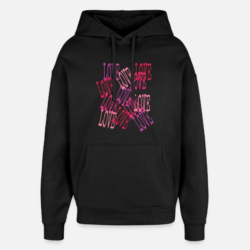 Love en Cascade Lettrage Romantique - Sweat à capuche unisexe Stanley/Stella Oversized - noir