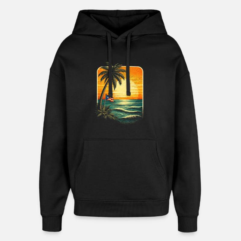 Porto Rico Boricua - Sweat à capuche unisexe Stanley/Stella Oversized - noir